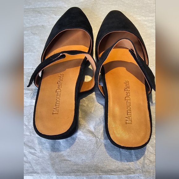 L'Amour Womens Baruk Black Suede Mules Size  7 - Picture 7 of 8